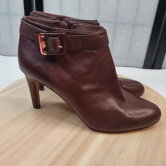 Vince Camuto Shoes - Vince Camuto Chrissa Brown Supple Leather Heeled Ankle Boots Women US 10M